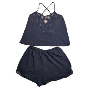 Victoria's Secret Gold Label Sheer Black Mesh Sexy Lingerie Pajama Cami Shorts